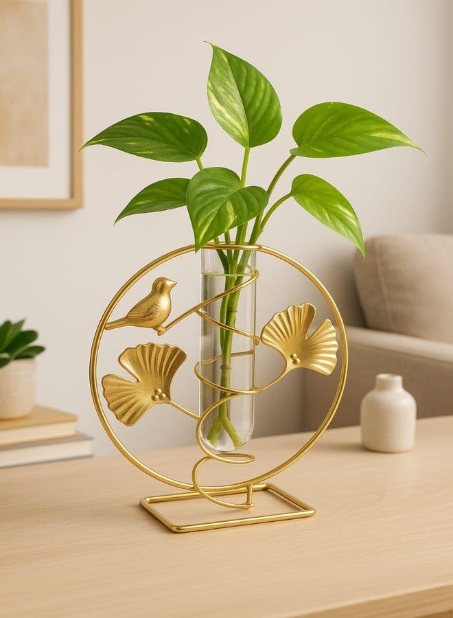 CentraLit مزهرية زجاجية للزراعة المائية من سنتراليت مع حامل معدني، مزهرية أنبوب اختبار للنباتات، مزهرية صغيرة للبراعم، مزهرية للزهور، ديكور داخلي، مكتب منزلي، حفل زفاف، حديقة - Image 4